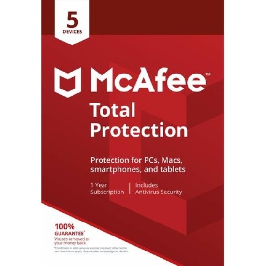 McAfee Total Protection, 5 Devices, 1 Year, Licenta Electronica