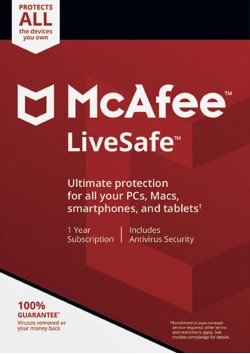 McAfee LiveSafe 10 Devices, 1 Year